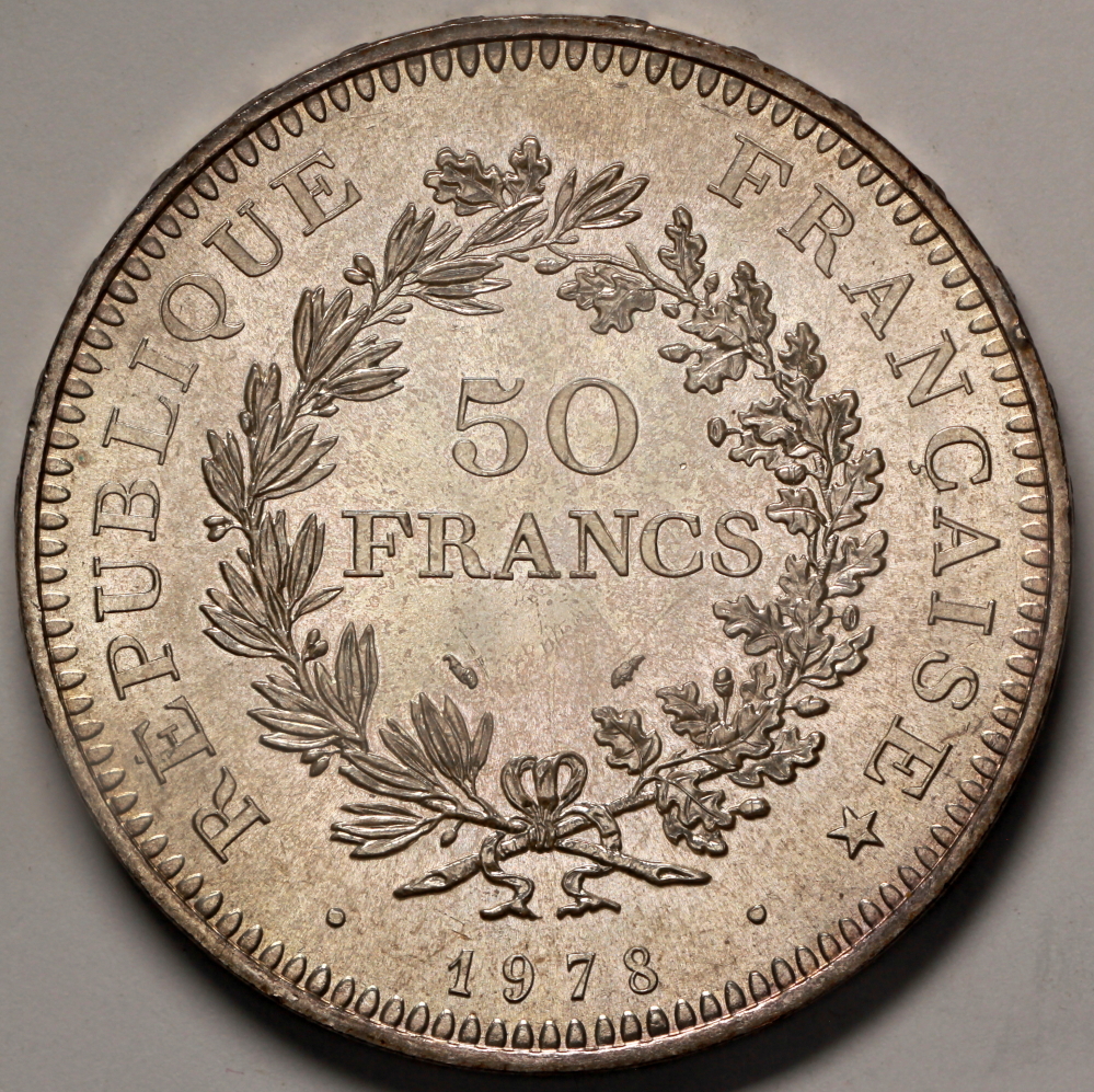 Offers Coin, 50 francs, Hercules, 1978, silver