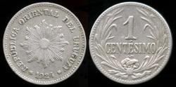 World Coins - 1924 P Uruguay 1 Centesimo AU