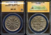 World Coins - 1969 So Uruguay 1000 Pesos - Silver F.A.O. Issue - ANACS MS65