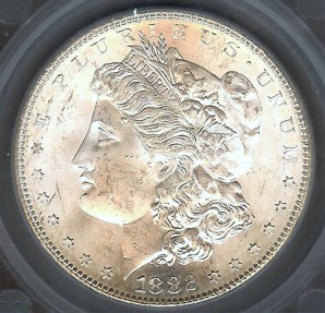 US Coins - 1882s Morgan Dollar SEGS MS63