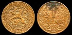 World Coins - 1942 P Curacao 1 Cent - Kingdom of Netherlands - UNC