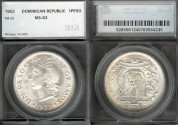 World Coins - 1952 Dominican Republic 1 Peso SEGS MS63
