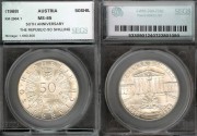 World Coins - 1968 Austria 50 Schilling - 50th Anniversary of the Republic - SEGS MS65 Silver