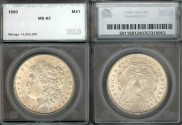 Us Coins - 1890 Morgan Dollar SEGS MS62
