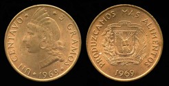 World Coins - 1969 Dominican Republic 1 Centavo - FAO "Food for All" - BU