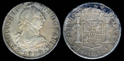 World Coins - 1774 JR-PTS Bolivia 8 Reales - Carolus III - AU