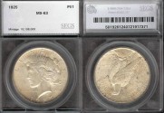 Us Coins - 1925 Peace Dollar SEGS MS63