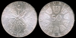 World Coins - 1974 Austria 50 Schilling - Vienna International Flower Show Silver Commemorative BU