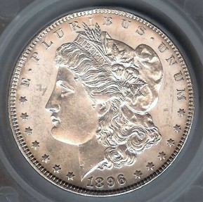 US Coins - 1896 Morgan Dollar SEGS MS62