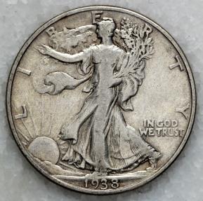 1938 P Walking Liberty Half Dollar Vf Silver 