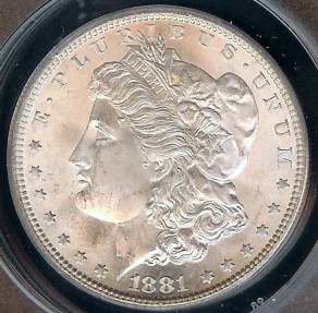 US Coins - 1881s Morgan Dollar ANACS MS64