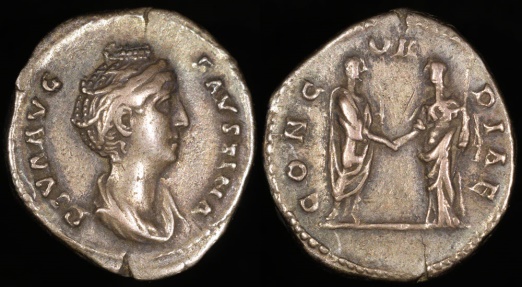 Ancient Coins - Faustina I Denarius - CONCORDIAE - Rome Mint