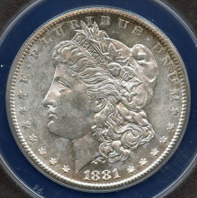 US Coins - 1881s Morgan Dollar ANACS MS62