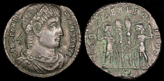 Ancient Coins - Constantine I Ae3 - GLORIA EXERCITVS - Aquileia Mint