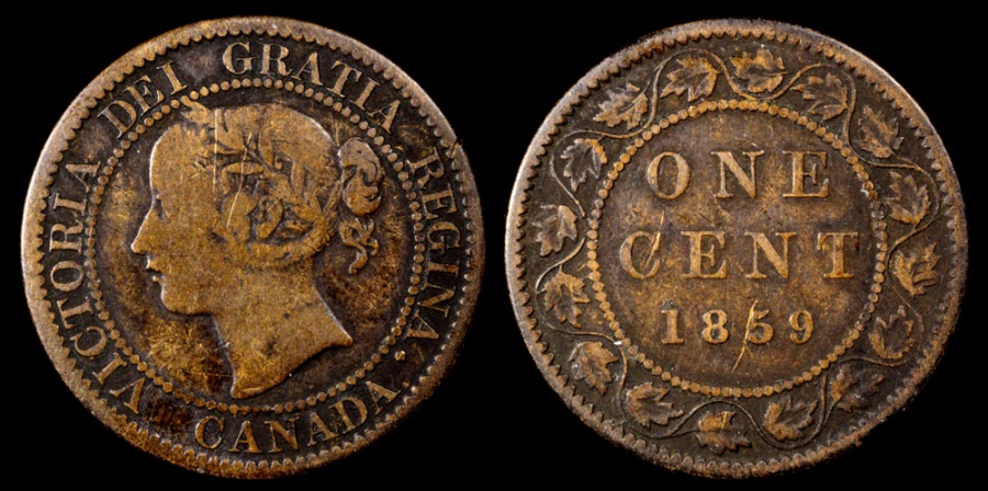 1859 Canada 1 Cent F | North & Central American and Caribbean Coins