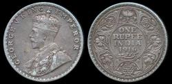 World Coins - 1916 (b) India (British) 1 Rupee XF