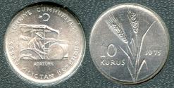 World Coins - 1975 Turkey 10 Kurus "FAO" BU
