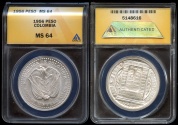 World Coins - 1956 Colombia 1 Peso "200th Anniversary of the Popayan Mint" Silver Commemorative ANACS MS64