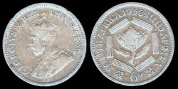 World Coins - 1936 South Africa 6 Pence XF