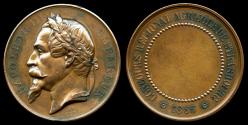 World Coins - 1866 France - Napoleon III - Strasbourg Agricultural Award Medal by Eugène André Oudiné 
