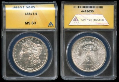 US Coins - 1881s Morgan Dollar ANACS MS63