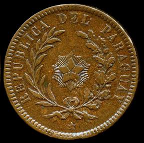 World Coins - 1870 Paraguay 2 Centesimos AU