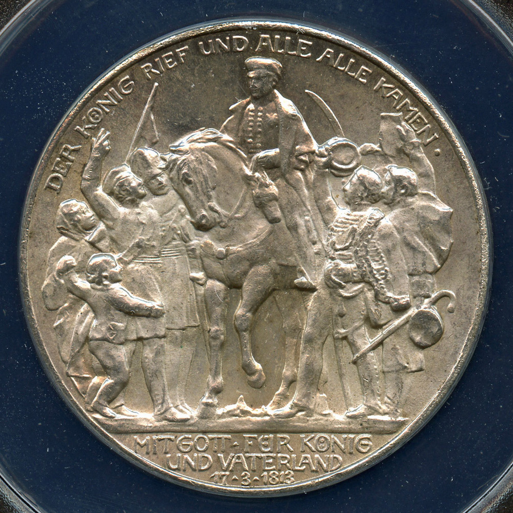 1913 Prussia 3 Mark - 100th Anniversary of Victory Over 1913 Prussia 3 Mark - 100th Anniversary of Victory Over