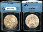 Us Coins - 1881s Morgan Dollar ANACS MS63