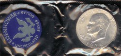 Us Coins - 1974-S Eisenhower Dollar (Blue pack - 40% Silver) Uncirculated