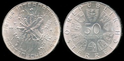World Coins - 1974 Austria 50 Schilling - Vienna International Flower Show Silver Commemorative BU