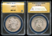 Us Coins - 1890 Morgan Dollar ANACS MS63