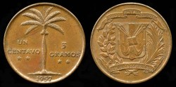 World Coins - 1957 Dominican Republic 1 Centavo UNC