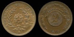 World Coins - 1870 Paraguay 2 Centesimos BU