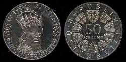 World Coins - 1965 Austria 50 Schilling - 600th Anniversary of Vienna University - (Only 37,000 Pieces were struck in Proof) -Proof Silver