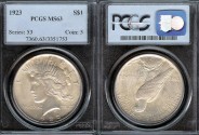 Us Coins - 1923 Peace Dollar PCGS MS63