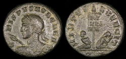 Ancient Coins - Crispus Ae3 - VIRTVS EXERCIT - Ticinum Mint