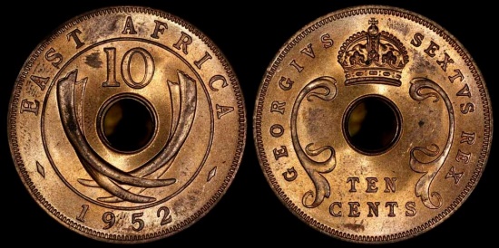 アンティーク 東アフリカ 1952 10セント East Africa - 10 Cents 1952 | eBay
