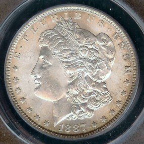 US Coins - 1887 Morgan Dollar ANACS MS62