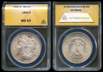 US Coins - 1890 Morgan Dollar ANACS MS63
