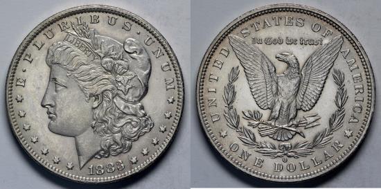 US Coins - 1883 O Morgan Dollar - UNC - Silver
