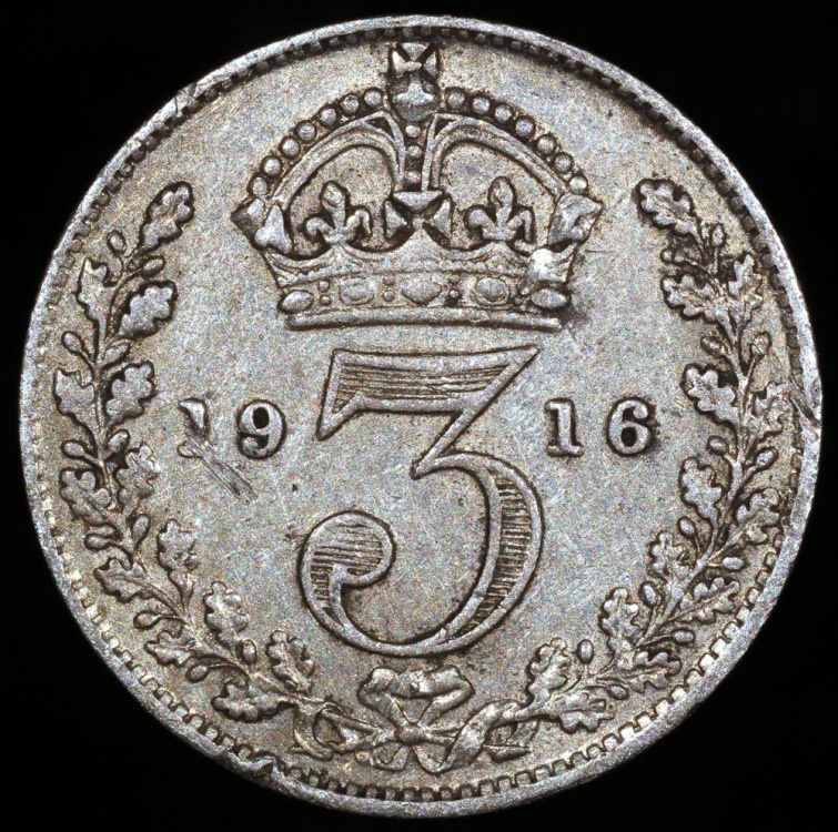 1916 Great Britain 3 Pence V VF European Coins