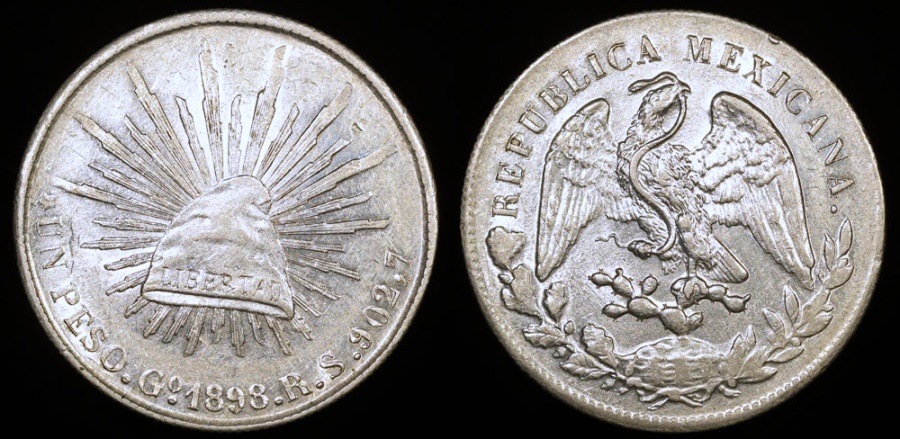 18 Go Rs Mexico 1 Peso Guanajuato Mint Au Silver North Central American And Caribbean Coins