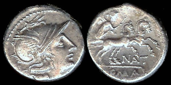 Ancient Coins - Pinarius Natta Denarius (155 BC)