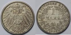 World Coins - 1904 G Germany 1 Mark - Empire - Wilhelm II - AU Silver