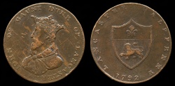 World Coins - 1792 Great Britain -  LANCASHIRE - Lancaster "John of Gaunt" Halfpenny Condor Token - VF