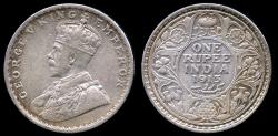 World Coins - 1913 (b) India (British) 1 Rupee XF