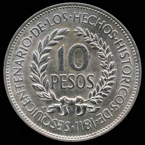 World Coins - 1961 (L) Uruguay 10 Pesos - Sesquicentennial of Revolution Against Spain - Silver Commemorative BU