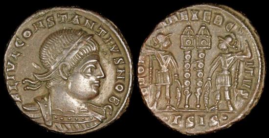 Ancient Coins - Constantius II Ae3 - GLORIA EXERCITVS - Siscia Mint