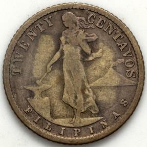 アメリカ領フィリピン 1905年 S 20Centavos 銀貨 アメリカ領フィリピン 1905年 S 20Centavos 銀貨 | 旧貨幣・金貨
