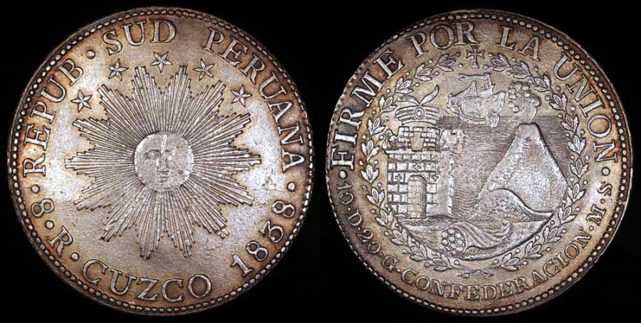 1838 PERU 8 Reales deals Silver Coin KM#155